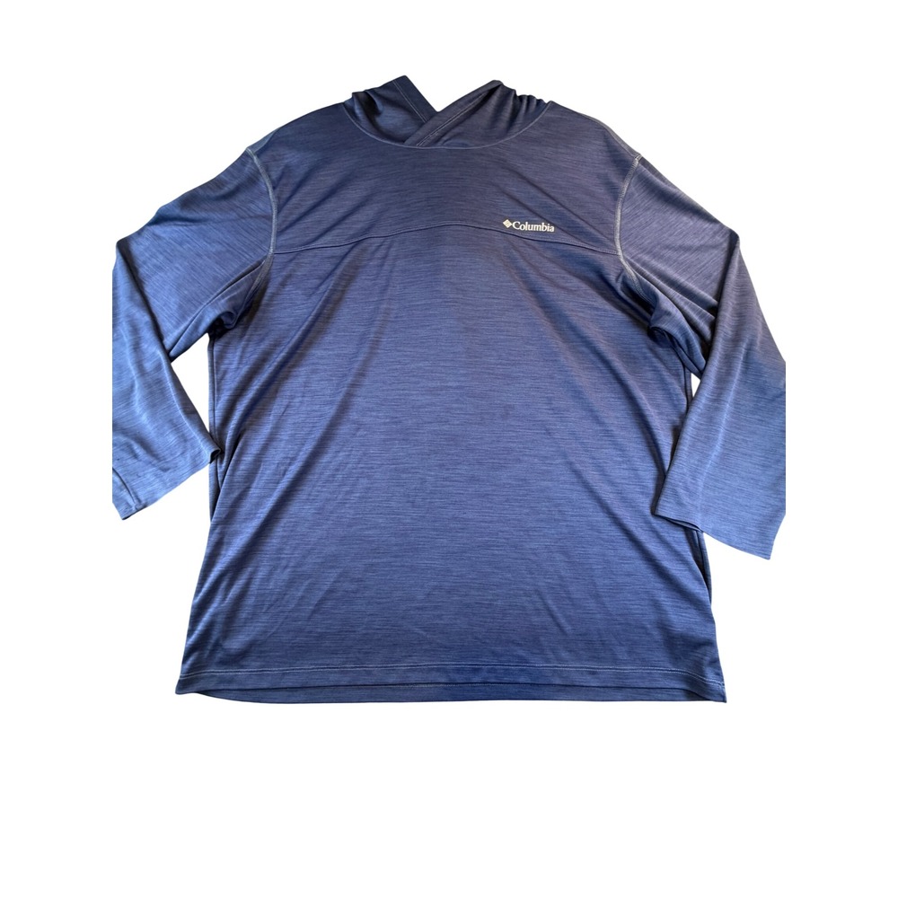Columbia Mens XL Blue Heathered Long Sleeve Active Hoodie Shirt 1713